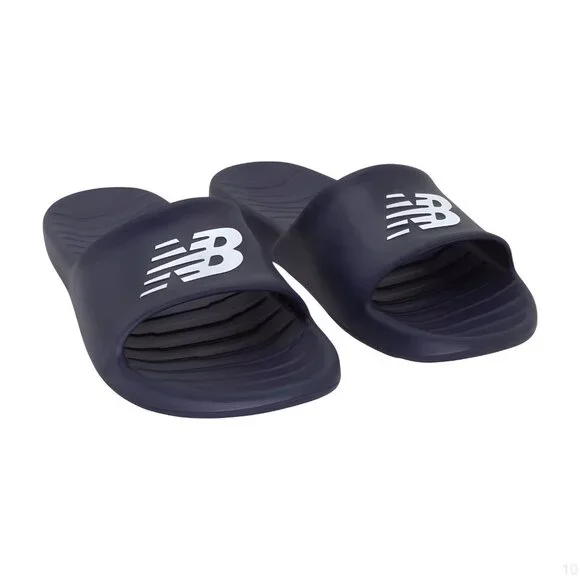 New Balance 100 Navy White Logo Men Unisex Slip On Sandals Slides Size 11